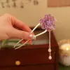 Pasador de Pelo Retro Esmaltado de Color Flor de Peonía Estilo Chino, Nuevo Estilo Chino, Estilo Antiguo, Gama Alta, Elegante Accesorio para el Cabello, Pasador