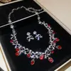 Aretes Colgantes de Diamante, Collar, Estilo Palacio, Temperamento Elegante, Juego de Joyería Versátil, Joyería de Lujo Ligero y de Alta Gama al por Mayor