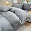 2026 Novo Jogo de Cama de Seda Lavada Cor Sólida com Capa de Edredom Individual de Quatro Peças