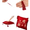 Un Par de Cojines de Boda con Caracteres Bordados de Doble Felicidad para Decoración de Boda, Adecuados para Decorar la Habitación de Boda, el Dormitorio, la Sala de Estar y el Sofá, en Color Rojo