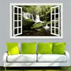 Cenário de Cachoeira na Floresta, Adesivo de Janela Falsa com Efeito 3D Criativo Mais Vendido para Decoração de Sala de Estar e Quarto em Casa Adesivo de Parede