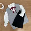 Colete Básico Japonês JK Solto Cor Sólida Sem Mangas Gola V Suéter de Tricô Fofo Pulôver Camada Estilo Chanel