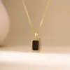 Nova Gargantilha Geométrica Quadrada Preta para Mulheres, Cheia de Diamantes, Moda de Alto Padrão, Luxo Leve, Contas Seis-Fortunas, Design de Nicho Corrente para Clavícula