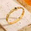 Pulsera de acero de titanio con diseño hueco de diamante, pulsera redonda de concha negra para mujer, pulsera Joker de moda, venta caliente transfronteriza, al por mayor
