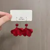 Estilo Francés Hoja de Ginkgo Perla Vintage Gancho para Oreja Distintivos Otoño e Invierno Populares Pendientes de Hoja Roja Lujo Ligero Exquisitos Accesorios para Oreja