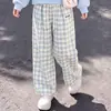 Conjunto de Dos Piezas Estilo Universitario para Chicas Primavera y Otoño 2026: Sudadera de Manga Larga con Diseño de Bloques de Color y Pantalones Casuales a Cuadros para Niños Mayores