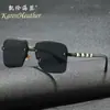 Nuevas Gafas de Sol de Moda de Media Montura 35028 Gafas de Sol Retro Europeas y Americanas para Hombre Gafas de Sol Modernas Versátiles para Conducir