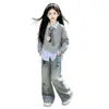 Conjunto de Sudadera de Dos Piezas para Niñas Otoño 2026 Nuevo Estilo Coreano Pantalones de Mezclilla Modernos Conjunto de Dos Piezas para Niños Mayores