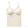 Camisole de Seda de Gelo Sem Marcas Levantamento Peça Única Copo Fixo Costas Finas Bonitas Cor Sólida Respirável Versátil Top Base