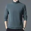 Camiseta Masculina de Manga Longa com Lã Dupla Face, Gola Meia-Alta para Primavera e Outono, Tecido Escovado, Blusa Versátil de Outono