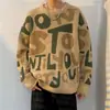 Suéter Casual de Punto Grueso de Moda Otoño e Invierno Estilo Perezoso Retro Japonés Suéter Holgado Chaqueta Popular Elegante