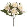 Flor artificial de peonía con núcleo de hortensia retro europea, ramo de simulación, venta al por mayor, decoración de escalera de boda, flor artificial, flor de seda