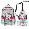 Mochila con diseño de Hello Kitty en 3D, bolso, bolso, cartera, conjunto de tres piezas