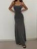 Moda Europea y Americana Elegante Color Puro Básico Simple Exportación Transfronteriza Sexy Sexy Vestido Largo de Tirantes para Mujer