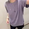 26 Verano Nuevo Estilo Camiseta de Manga Corta con Cuello Redondo y Copo de Nieve para Mujer Versátil Adelgazante Casual Estilo Coreano Top 8097
