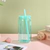 Taza de Vidrio de Borosilicato de Colores 16 oz Taza Mason Taza de Lata de Refresco con Popote Taza Portátil Resistente a Altas Temperaturas