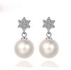 Pendientes de Copo de Nieve de Perla y Diamante Pendientes Joyería de Plata de Ley 925 Moda Joker Regalo Al Por Mayor