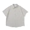 Yidao Vintage 2026 Verão Nova Camisa Masculina de Manga Curta Listrada Simples Estilo Japonês Solta Oversize