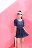 Traje de baño negro de manga media para mujer, una pieza, que oculta el abdomen, adelgazante, para vacaciones, sin espalda, conservador, que cubre el cuerpo, busto pequeño, Promise 602
