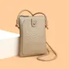 Fabricante Venta al por Mayor Bolso para Teléfono Móvil para Mujer Nuevo Bolso Pequeño Cruzado Moda Cuero Genuino Vertical Bolso para Mujer Cuero Vacuno Mini Bolso de Hombro