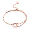 Joyería Más Vendida Transfronteriza Pulsera de Acero de Titanio para Mujer Pulsera de Cuentas Doble Capa Círculo Pulsera de Acero de Titanio que No se Desvanece