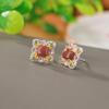 Pendientes de plata de ley S925 bañados en oro con diseño retro del sur de plata de ley y trébol de cuatro hojas con diamantes.