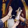 Sandalias de Tacón Alto con Suela Gruesa y Pedrería, Nuevas de Verano 2026, Elegantes y Versátiles, Sandalias Abiertas con Tacón Grueso para Mujer, para Comercio Transfronterizo