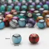 Novas Contas de Luz com Padrão de Tinta de 8mm Contas Redondas Furo Médio Contas de Vidro Lisas Acessórios para Joias Pulseiras Brincos