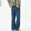 Moda de Rua Jeans Casual Reto Solto Estilo Coreano Simples Versátil Perna Larga Lavado Jeans Masculino Calça Longa