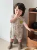 Enterizo de Verano de Manga Corta Estilo Coreano para Niños Niños, Camisa Fresca con Estampado de Dibujos Animados, Atuendo de Una Pieza para Bebés Niños