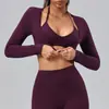 Cárdigan largo de manga larga para mujer, ecológico, de poliéster-spandex reciclado, para yoga, corte ajustado con tiras, prenda exterior para fitness, cubrepiernas deportivo transfronterizo