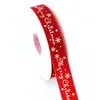 Fita de Boneco de Neve de Natal de 2,5 cm com Estampagem Dourada Feliz Natal Fita para Caixa de Presente de Natal com Estampagem Dourada