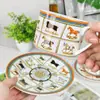 Taza y Platillo de Porcelana de Hueso Europeos Transfronterizos Familia H Diez Caballos Taza y Platillo de Café Patrón de Dibujos Animados Creativos Taza para el Té de la Tarde