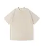 Camiseta de Manga Corta Lavable con Efecto Desgastado Cross230g Talla Europea Retro Americana Holgada Hombros Caídos Camiseta de Manga Corta de Algodón Puro Hombre