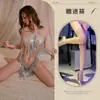 Sexy Perspectiva Sexy Lingerie Uniforme Boate Oco Terno Latino Lantejoulas Borla Saia Paixão Tentação Terno Feminino