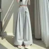 Traje de Algodón Lavado para Mujer Pantalones de Pierna Ancha Verano 2026 Nuevo Cintura Alta Holgado Casual Recto Largos