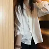 Camisa vintage de algodón estilo francés con cuello en V, jacquard pesado, manga corta para mujer, favorecedora y estilizante, adecuada para ir al trabajo, top tipo camisa estilo coreano