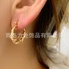 G023A Pendientes de Anillo Retorcido de Alto Sentido, Micro Incrustados con Circonita, Novedad Otoño e Invierno
