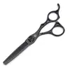 Set de Tijeras Profesionales de Peluquería de Alta Gama Negro Brillante, Incluye Tijeras Entresacadoras y Tijeras de Corte