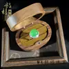 Pendente Girassol Cabochão de Calcedônia Verde Natural Clássico Mais Vendido do Xiaohongshu, Presente para Melhor Amigo, Anel Cor Esmeralda de Ágata