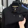 Camisa Polo Paul Bordada 100% Algodón Manga Larga para Hombre de Alta Gama Cuello Solapa Casual Otoño para Hombres de Mediana Edad