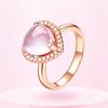 Accesorios Calientes Transfronterizos wish Anillo de Plata Anillo en Forma de Corazón para Mujer Gema de Hibisco de Cristal Rosa Natural Anillo de Amor