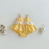 Macacão Vestido de Verão Simples com Alça Dianxi para Bebês Meninas, Casual, Fresco, Doce Peça Única Triângulo Roupa de Engatinhar