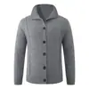 Comércio exterior transfronteiriço, cardigã de tricô estilo vintage, blusa macia e quente para outono/inverno, gola com botões, peça externa casual para homens