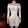 Comercio exterior transfronterizo estilo europeo y americano hueco ajustado al cuerpo ceñido transparente encaje puro deseo hueco vestido