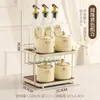 Juego de Frascos para Condimentos de Lujo Ligero, Caja de Almacenamiento de Botellas de Condimentos para el Hogar, Frasco de Cerámica para Aceite de Cocina, Frasco para Sal, Frasco para Chile