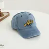Nuevo Sombrero de Mezclilla Lavado para Niños de Primavera y Otoño Estilo Coreano Bebé Dibujos Animados Excavadora Gorra de Béisbol Gorra de Visera Retro Desgastada
