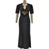 Aliexpress Atravessando Fronteiras Estilo Francês Costura Saia Longa de Bolinhas Feminina Moda Exportação Vestido Slim Sexy Decote V