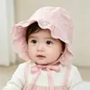 Gorro de Bebé Verano Bordado Mariposa Transpirable Gorro de Bebé Encaje Gorra de Corte para Niñas Gorra de Protección Solar Infantil