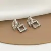 Oferta especial: Pendientes Cuadrados Huecos con Incrustaciones de Diamantes de Alta Gama, Modernos y Lujosos, Versátiles y Exquisitos, Se Pueden Usar de Dos Maneras